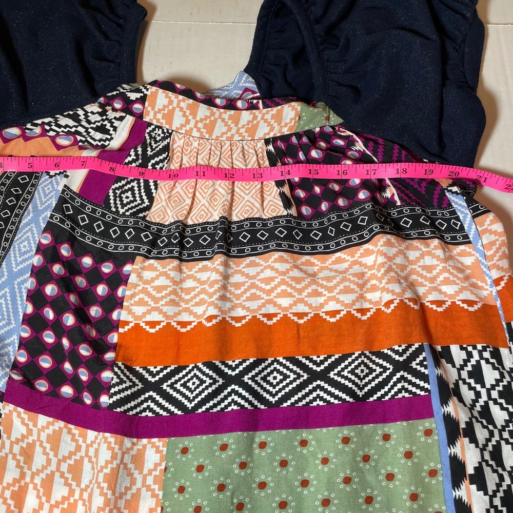 Maeve by Anthropologie Patchwork Geometric Puff Sleeve Blouse Multicolor Medium - Picture 5 of 6